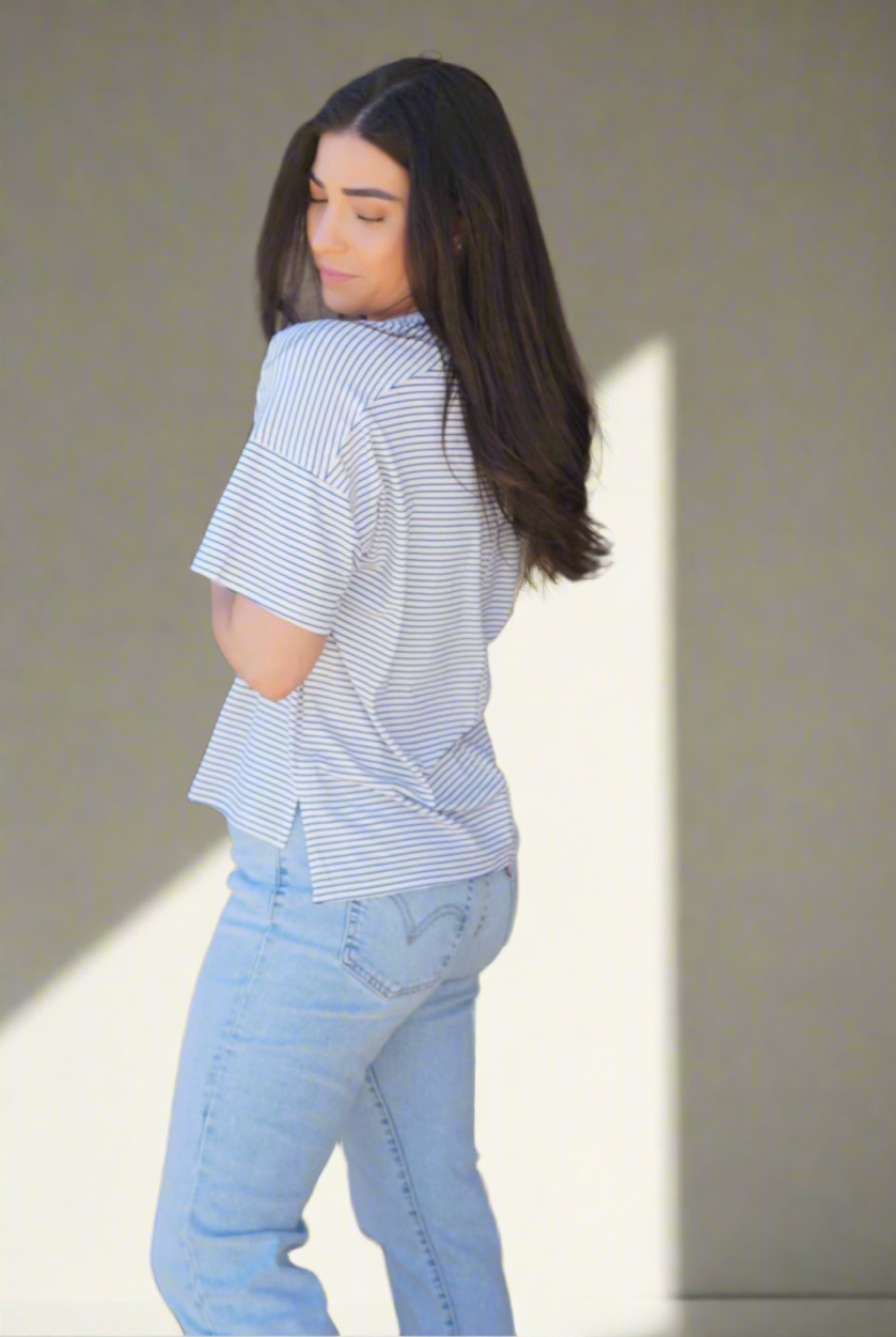 Mazzy Striped Tee- Shop Teach