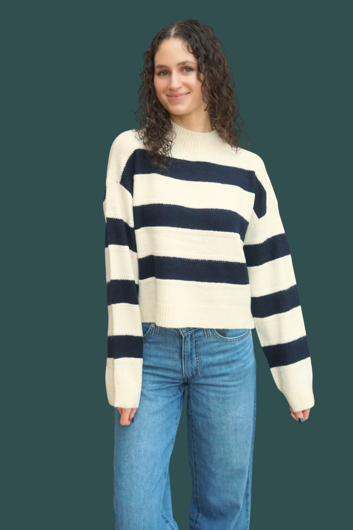 Inez Highneck Knit Pullover - Navy