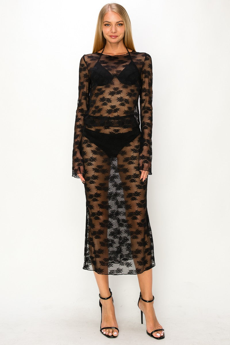 Black Lace Maxi Skirt