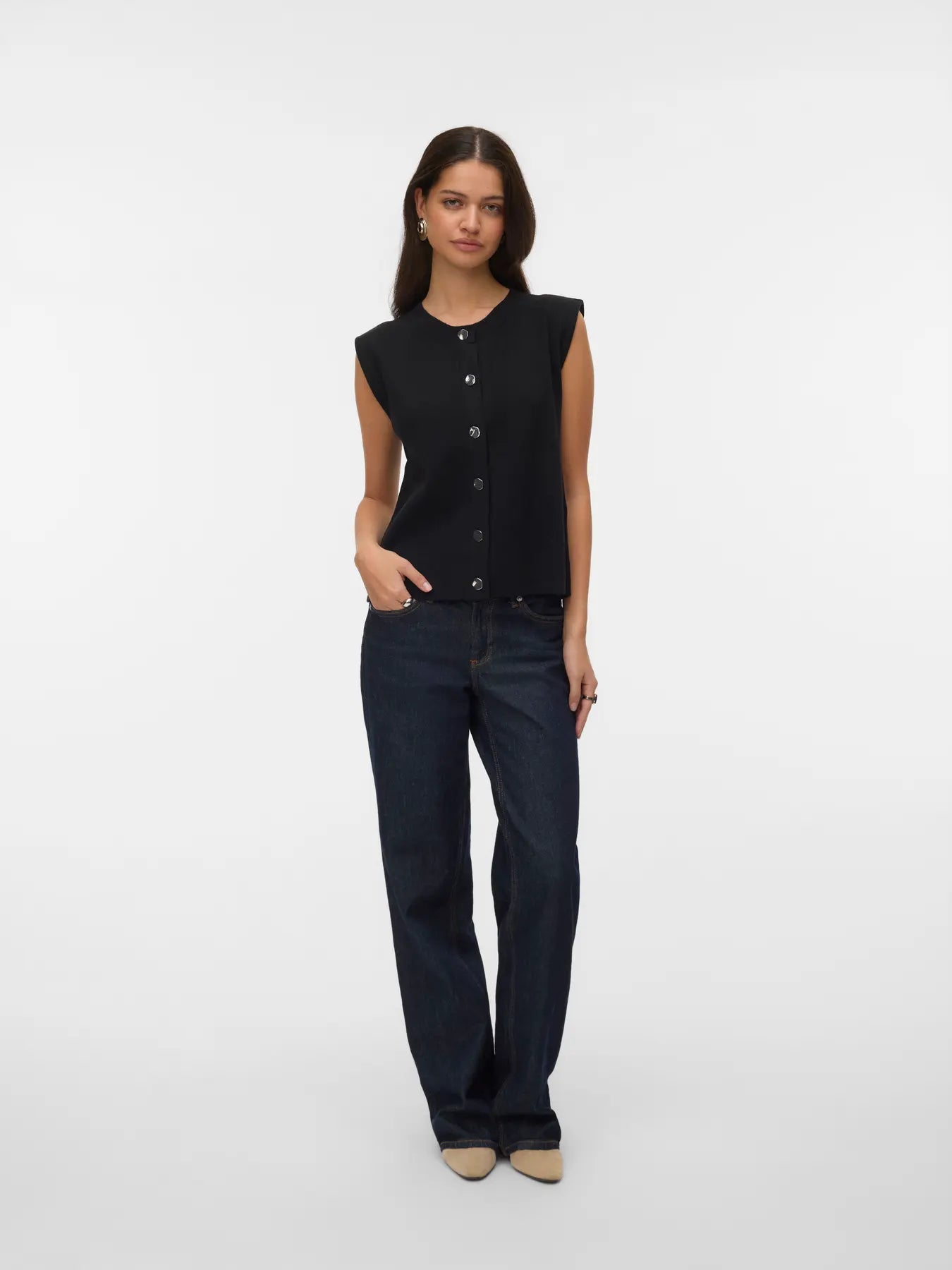 G Button Knit Vest- Vero Moda