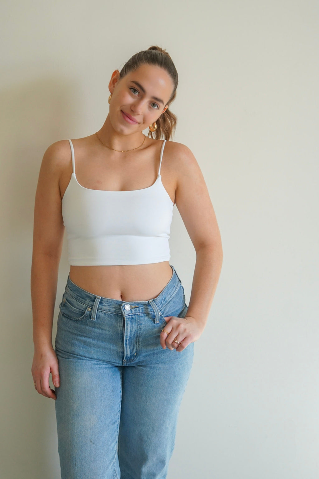 Perla Cropped Tank- WHT- Second Skin- Rd Style