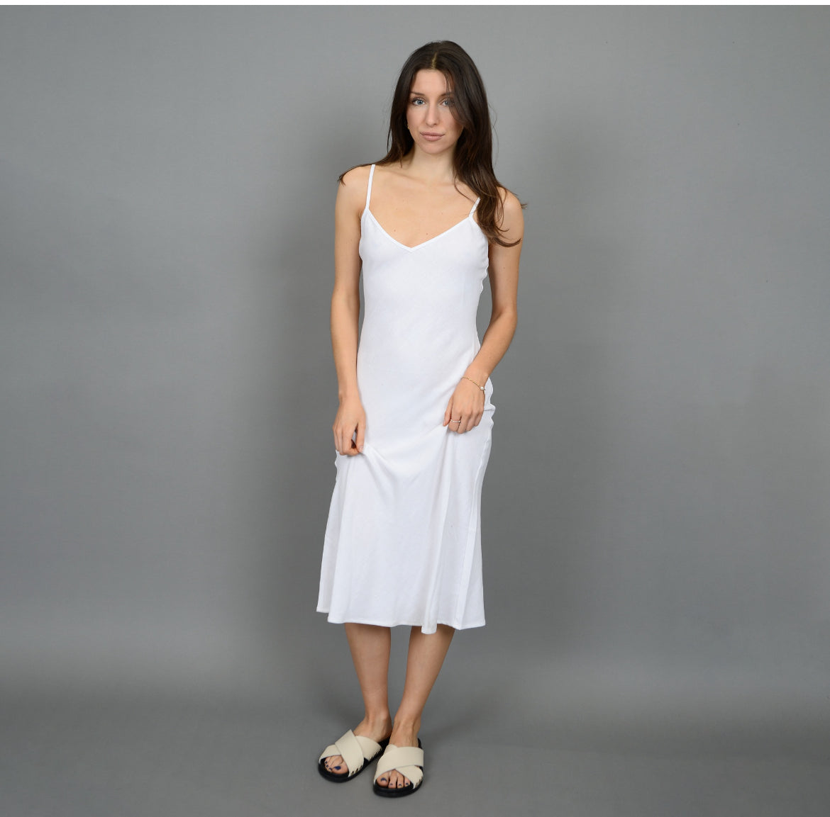 Layla Slip Dress- White-Rd Style