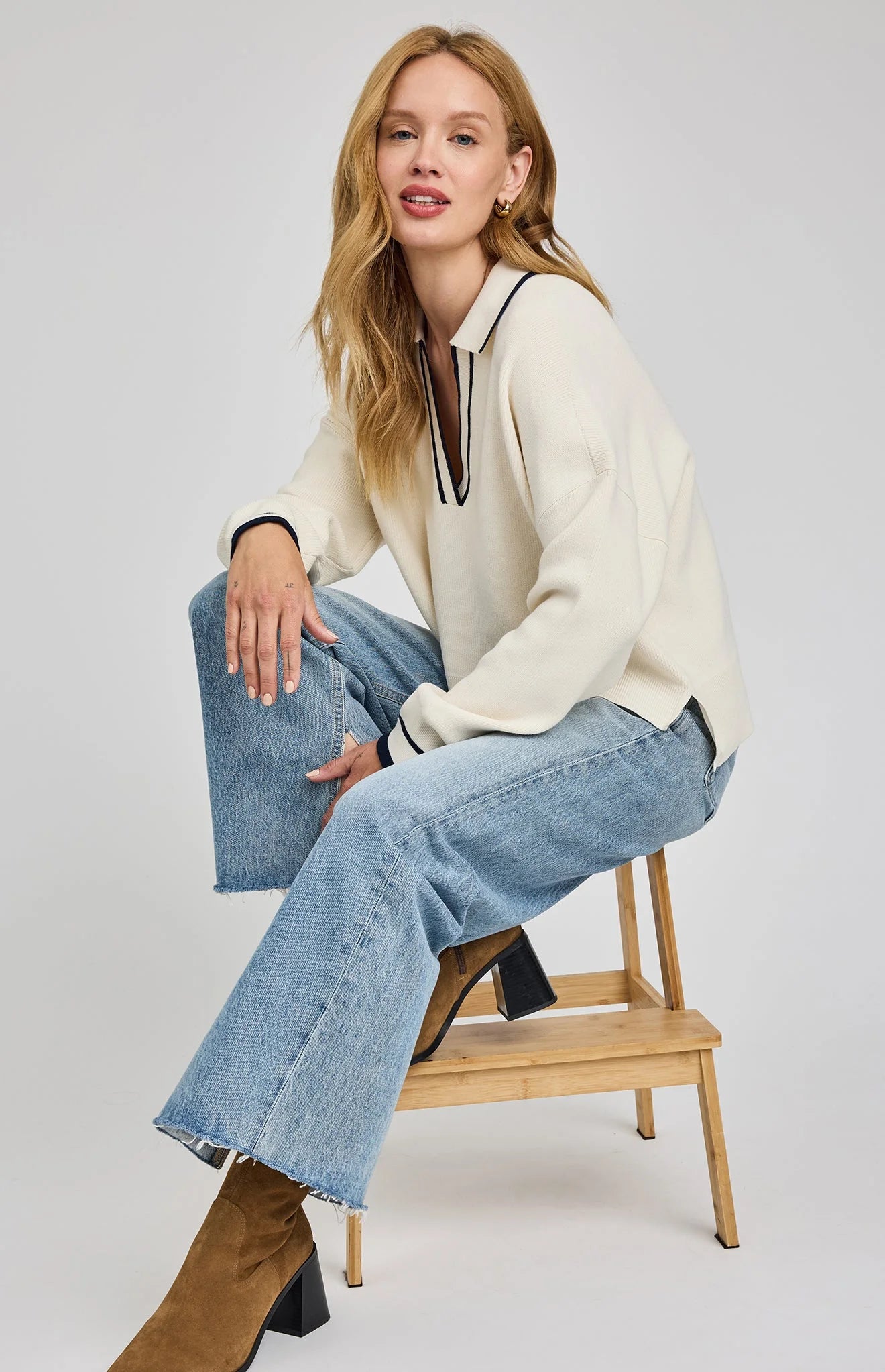 Tristan V-Neck Sweater-Gentle Fawn