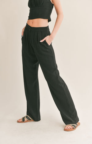 At Ease Linen Pant- Sage The Label