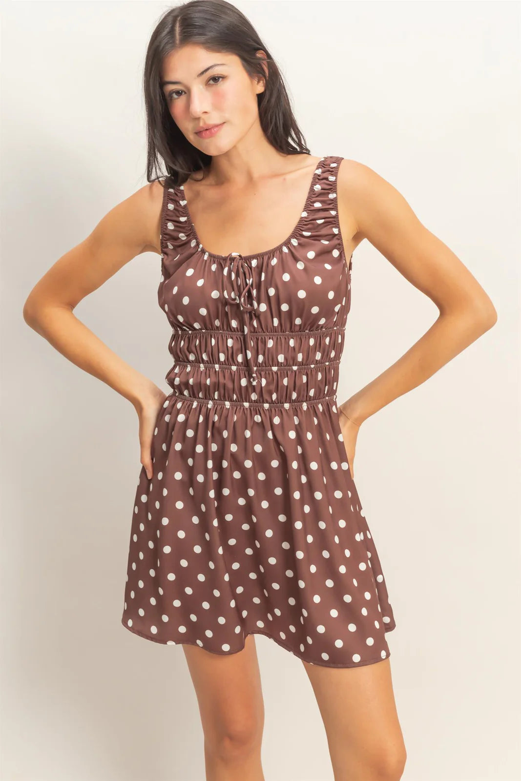 Chocolate Dot Dress - Uforia Muse