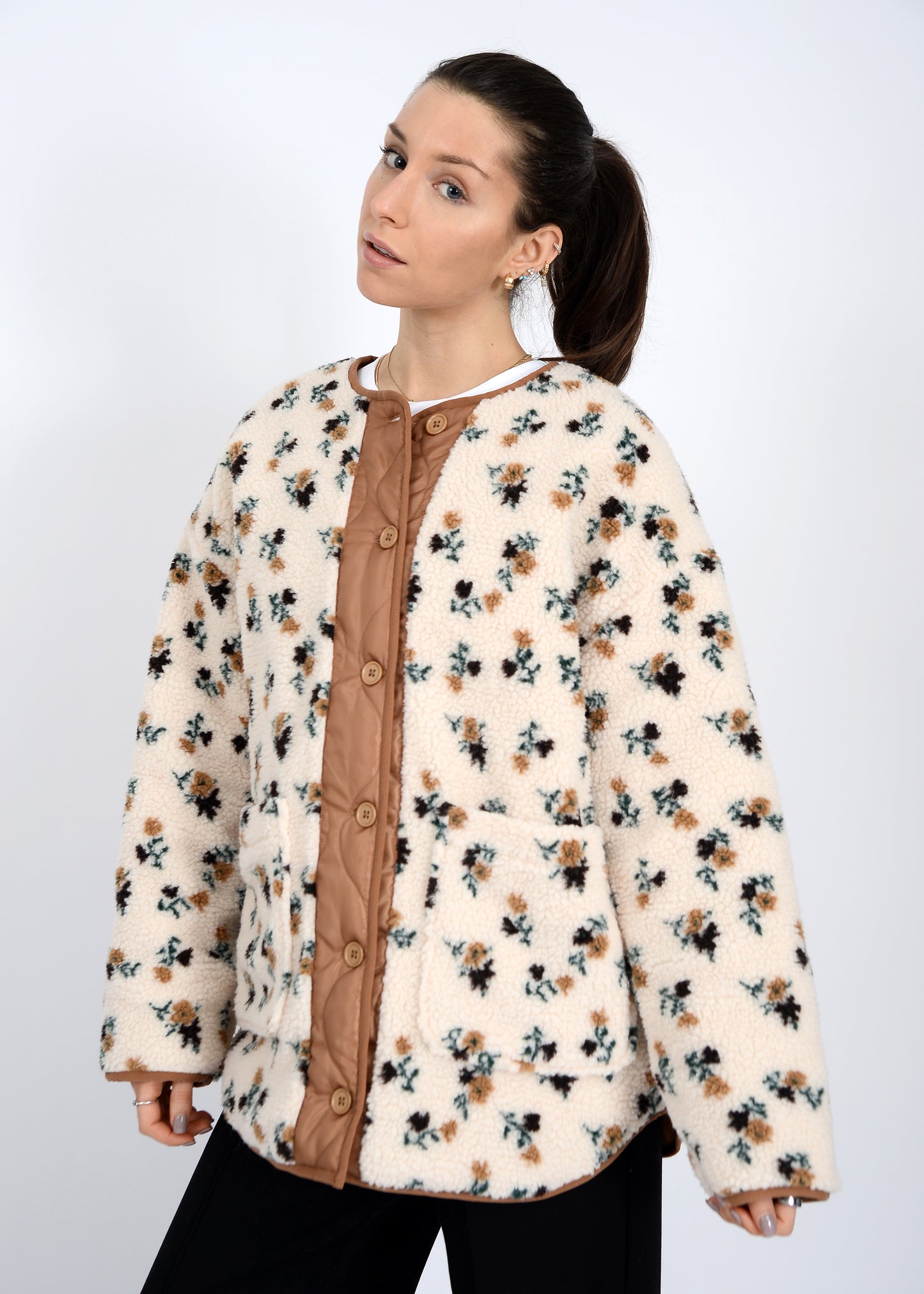Sophia Sherpa Button Jacket- Rd Style