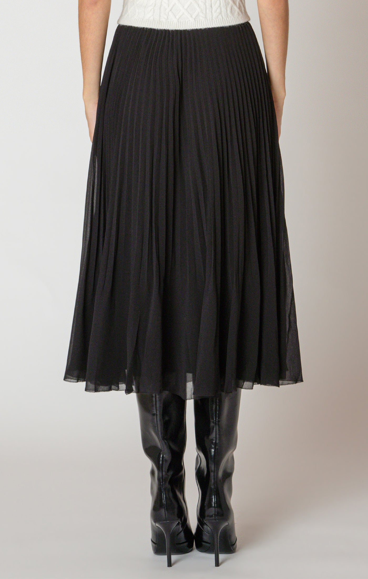 Midi Pleated Skirt-Black Tape