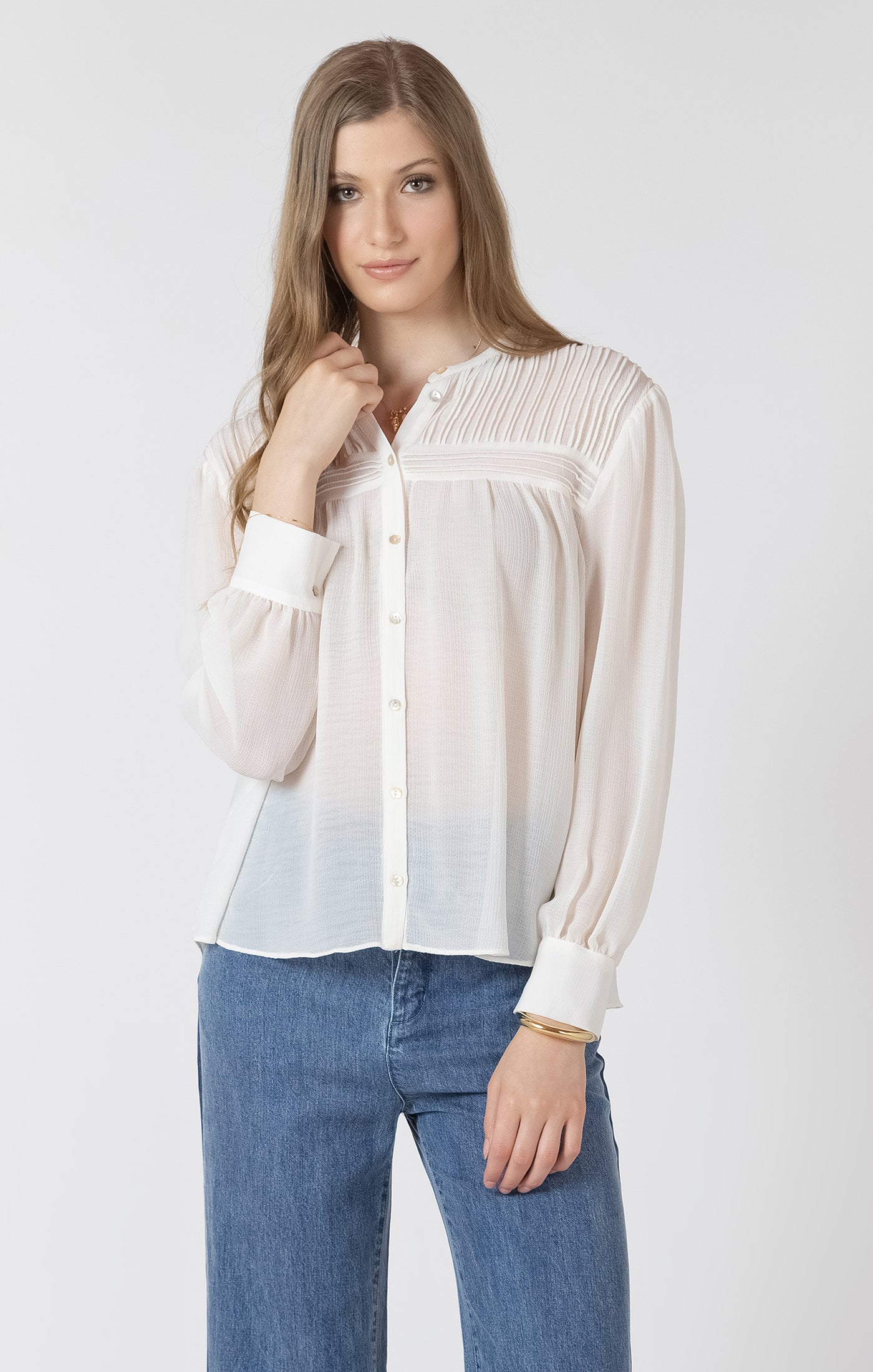 Pintuck Blouse - Black Tape