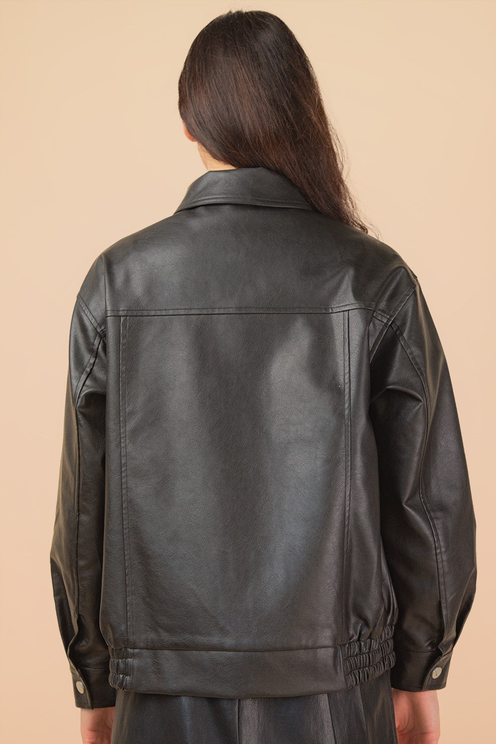 Black Vegan Leather Bomber