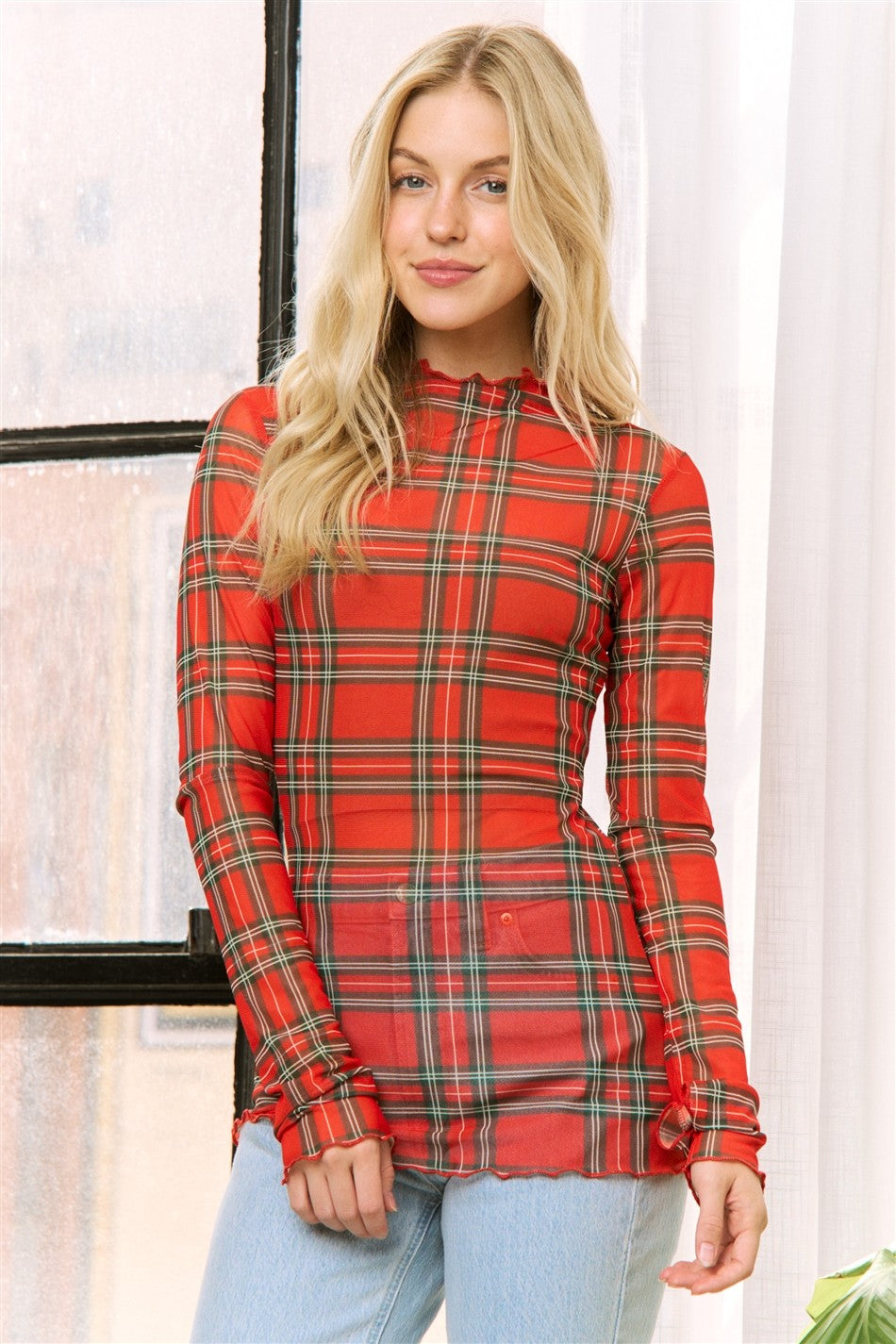 Tartan Top-Red