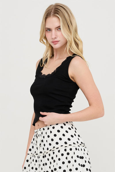 Black Lace Trim Tank - Uforia Muse 
