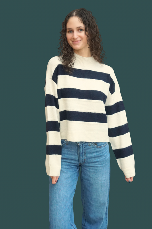 Inez Highneck Knit Pullover - Navy