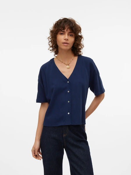 Mymilio Button Top-Navy-Vero Moda - Uforia Muse 