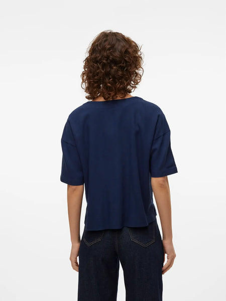 Mymilio Button Top-Navy-Vero Moda - Uforia Muse 