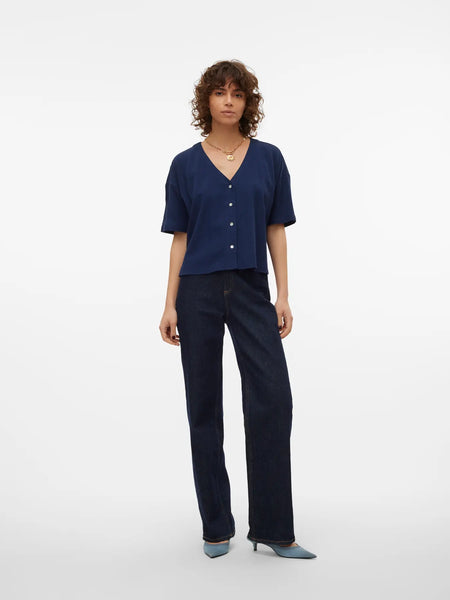 Mymilio Button Top-Navy-Vero Moda - Uforia Muse 
