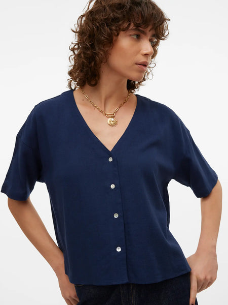 Mymilio Button Top-Navy-Vero Moda - Uforia Muse 