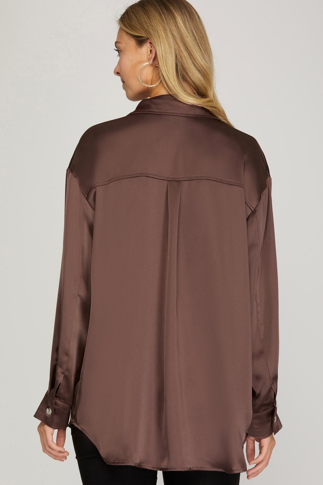 Chocolate Satin Loose Shirt