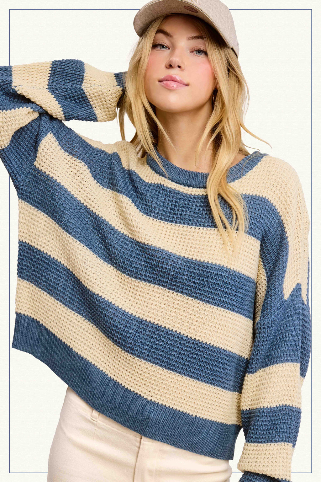 Striped Waffle Sweater