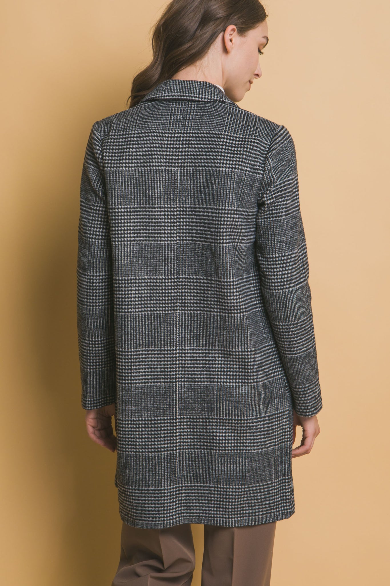 Plaid Open Coat - Love Tree