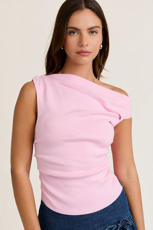 Asymmetric Sweater Top- Pink