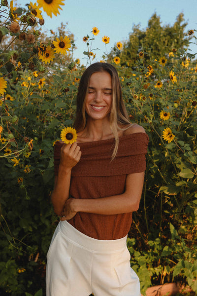 Off The Shoulder Knit Top - Uforia Muse 
