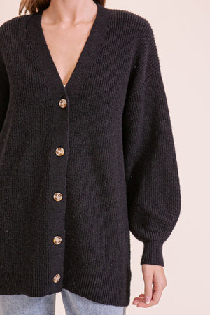 Button Down Cardigan - Black