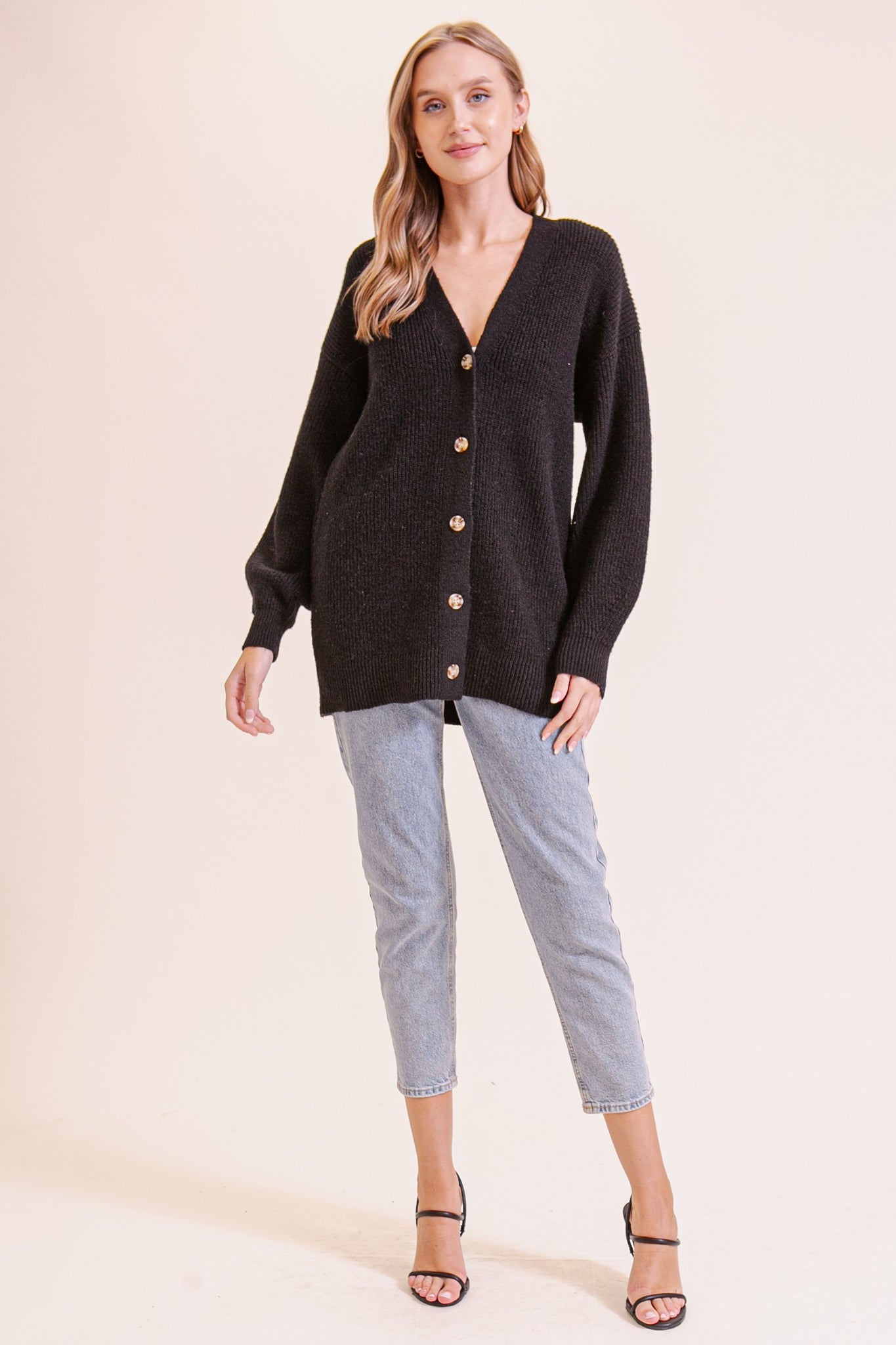 Button Down Cardigan - Black