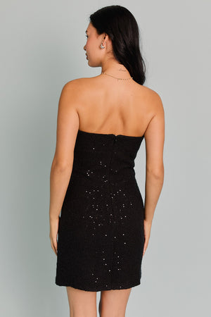 Tweed Sequin Strapless Dress