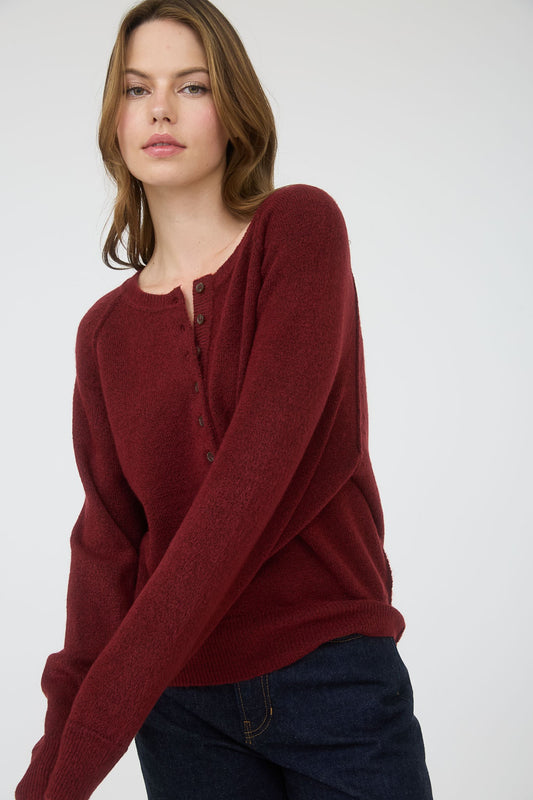Bordeaux Henley Sweater