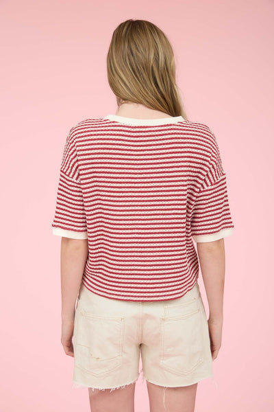 Beach Club Striped Top-Red