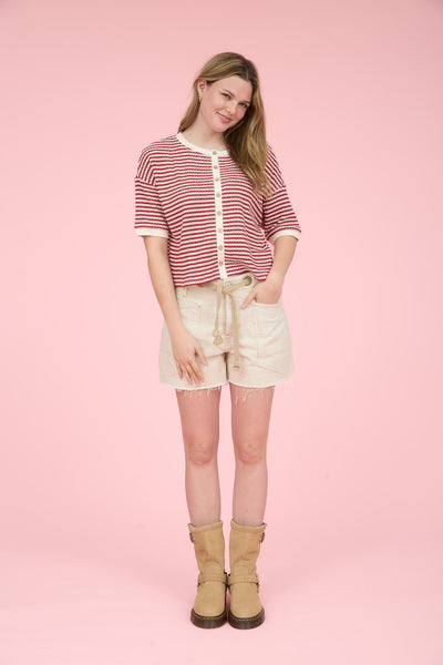 Beach Club Striped Top-Red