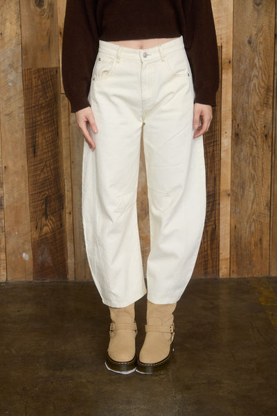 Soho Ecru Cropped Barrel Pant