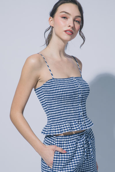 Gingham Tank-Blue - Uforia Muse 