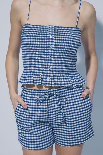 Gingham Tank-Blue - Uforia Muse 