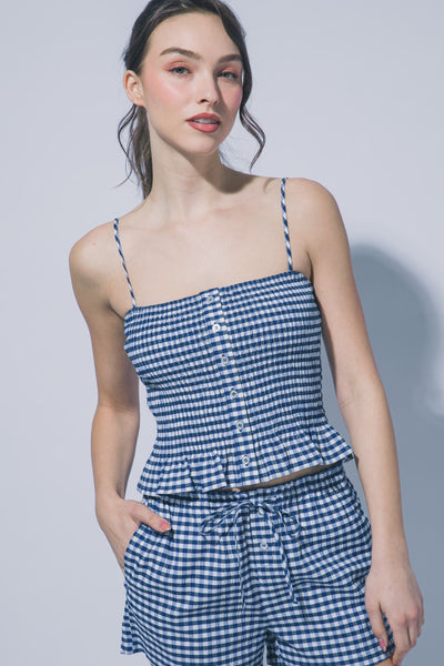 Gingham Tank-Blue - Uforia Muse 