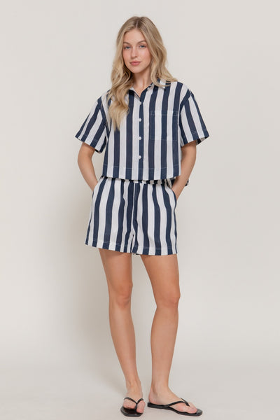 Bold Stripe Short-Pink or Navy!