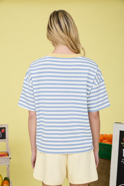 Elliot Stripe Sweatshirt-Dusty Blue