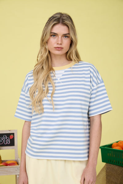 Elliot Stripe Sweatshirt-Dusty Blue