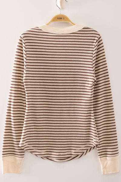 Striped Henley - Oatmeal