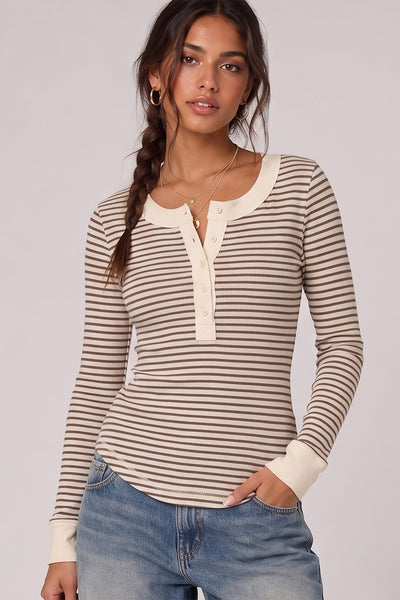 Striped Henley - Oatmeal