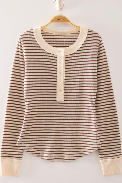 Striped Henley - Oatmeal