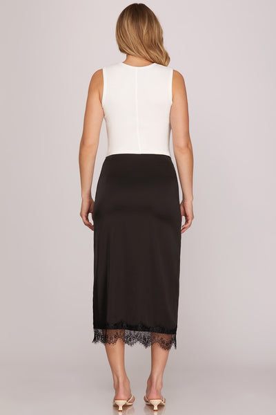Izabel Satin Lace Trim Skirt - Uforia Muse 