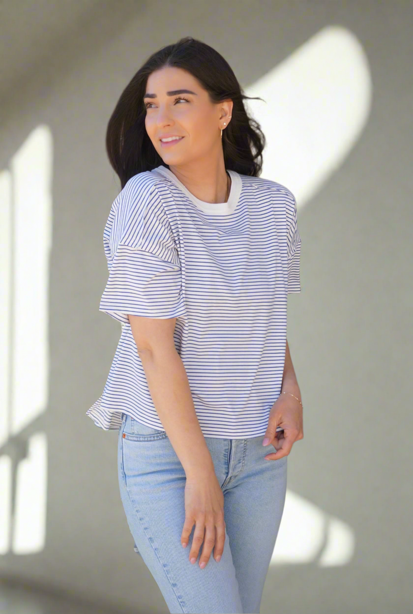 Mazzy Striped Tee- Shop Teach
