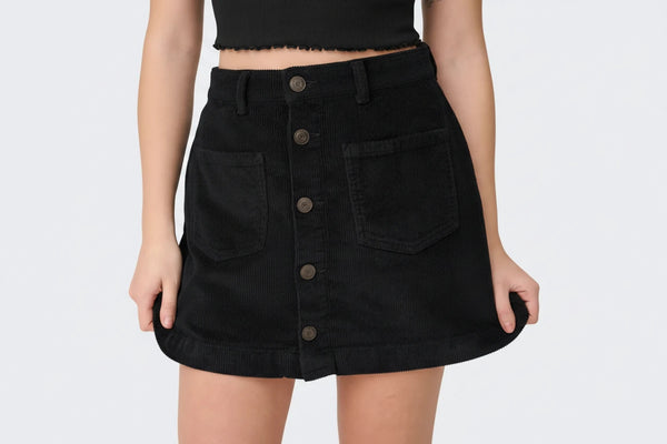 Amazing Cord Skirt- Black-Only - Uforia Muse 