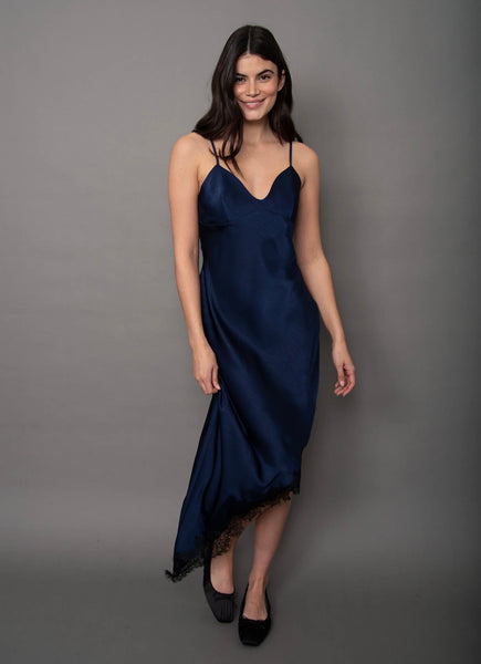 Colette Satin Dress- Navy-Rd Style - Uforia Muse 
