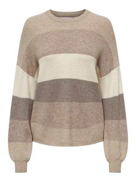 Atia Stripe Pullover-Beige Gray