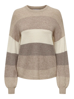 Atia Stripe Pullover-Beige-Only