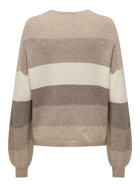 Atia Stripe Pullover-Beige Gray