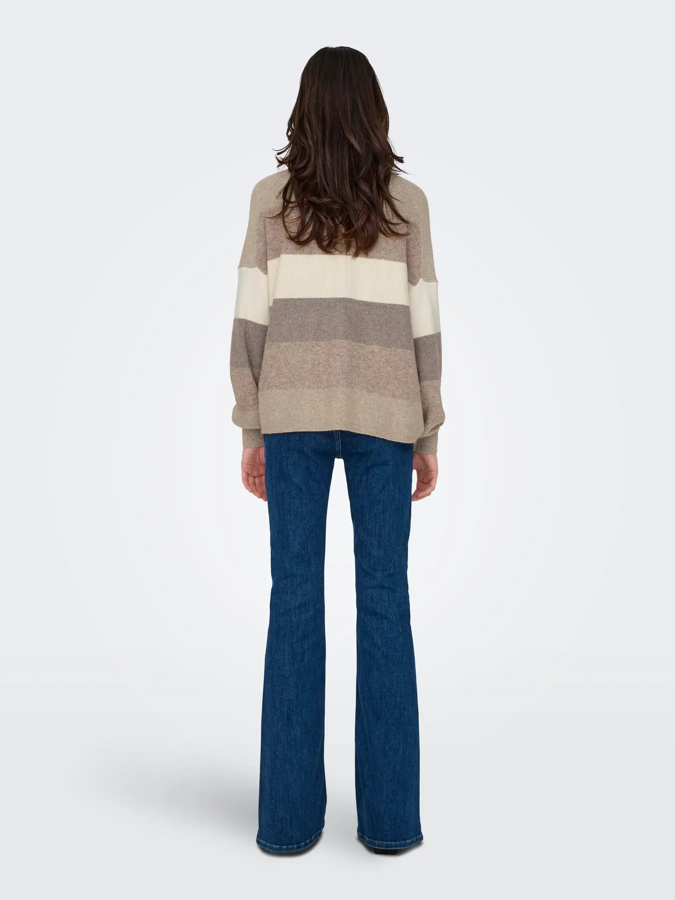 Atia Stripe Pullover-Beige-Only