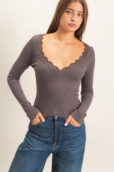 Bea Lace Trim Top - Uforia Muse 